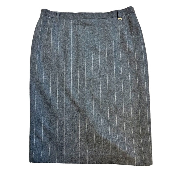 Hauber made in Germany | Woolmark Blend Gray Pinstripe Pencil Skirt Size 14 - Picture 1 of 12